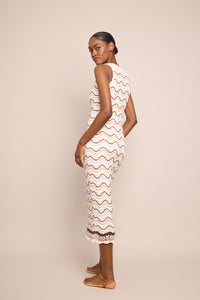 Orel Dress in Ivory Wave Crochet