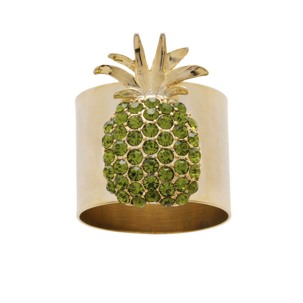 Pineapple Napkin Rings in Olive, Set of Two