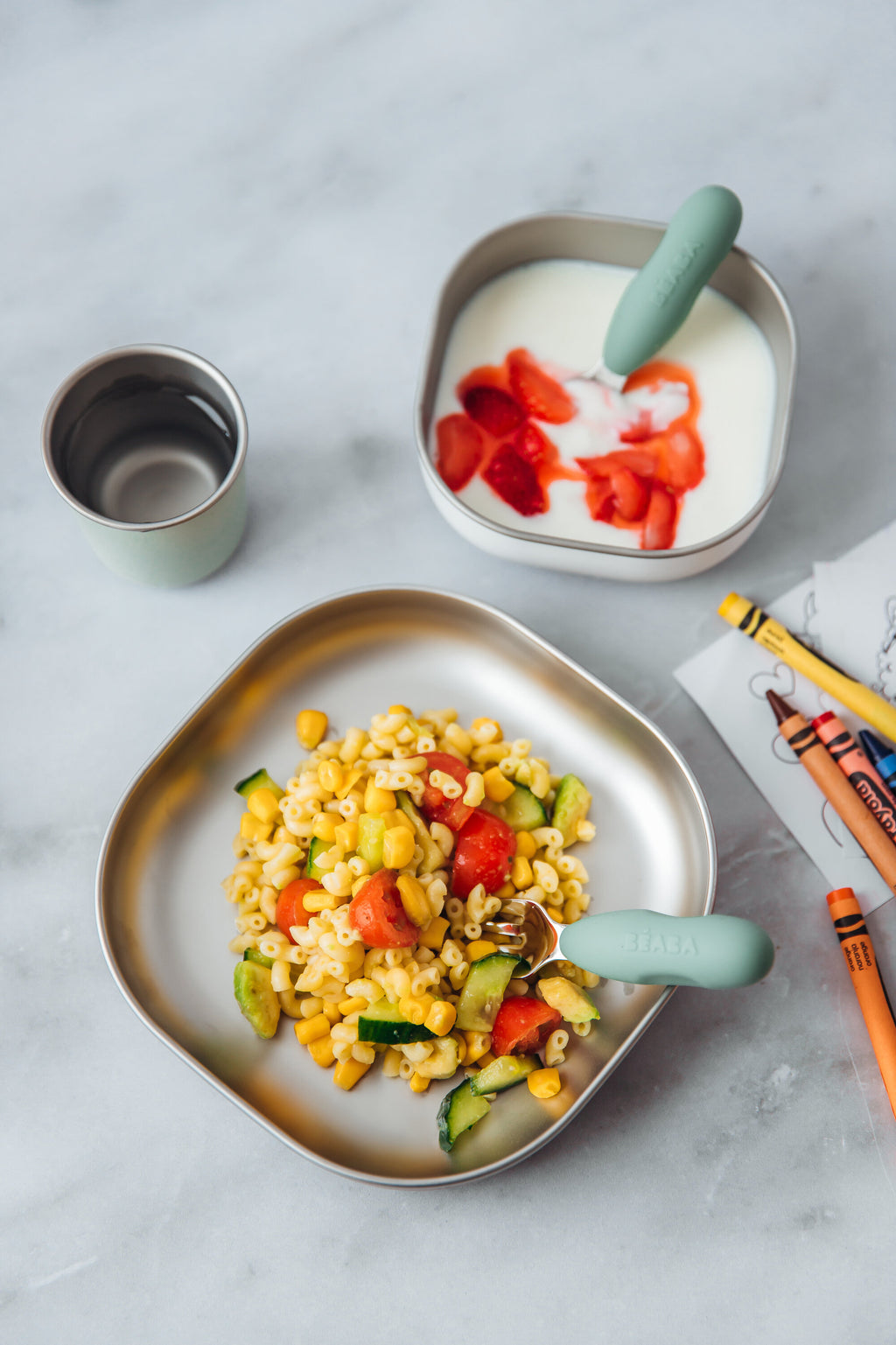 Stainless Steel Meal Set in Sage Green