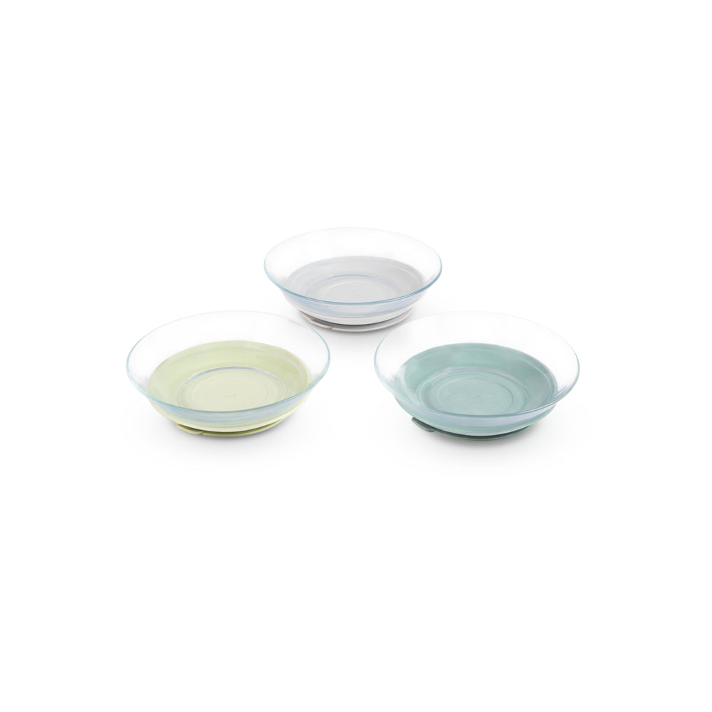 Glass Plates in Misty Green, Set of 3