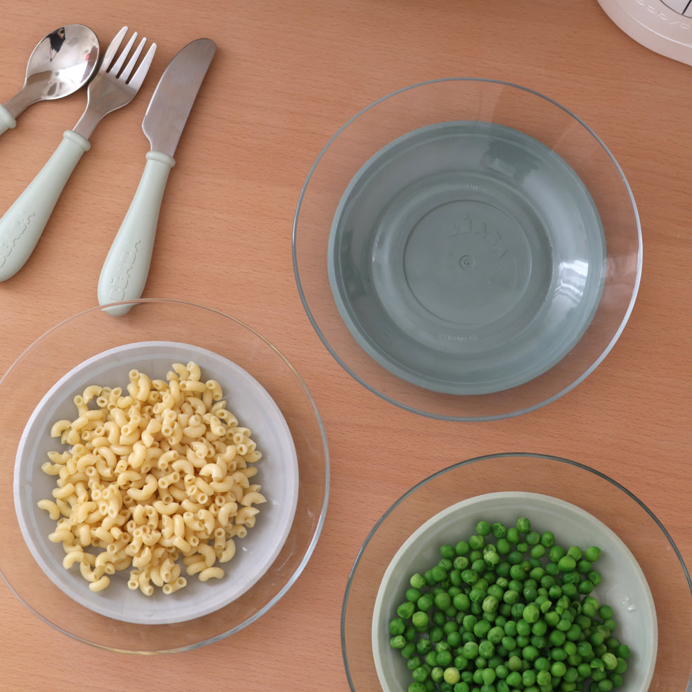 Glass Plates in Misty Green, Set of 3
