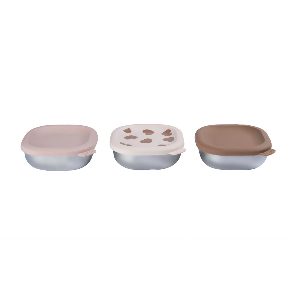 Microwave-Safe Stainless Steel Baby Bowl Set with Lids in Big Love