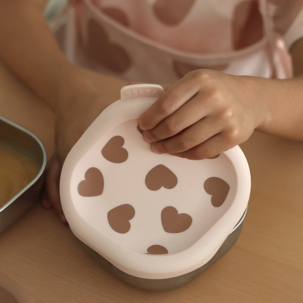 Microwave-Safe Stainless Steel Baby Bowl Set with Lids in Big Love