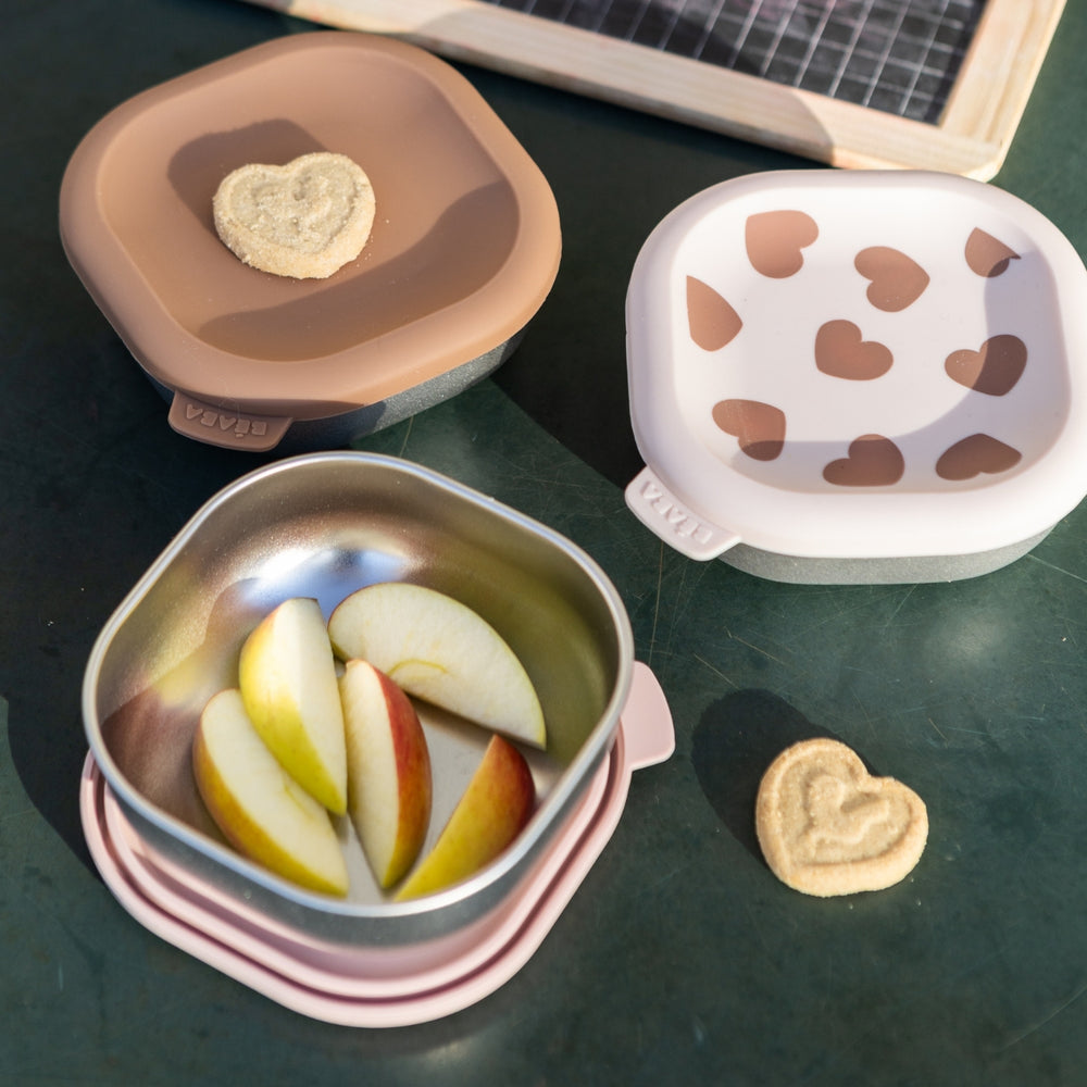Microwave-Safe Stainless Steel Baby Bowl Set with Lids in Big Love