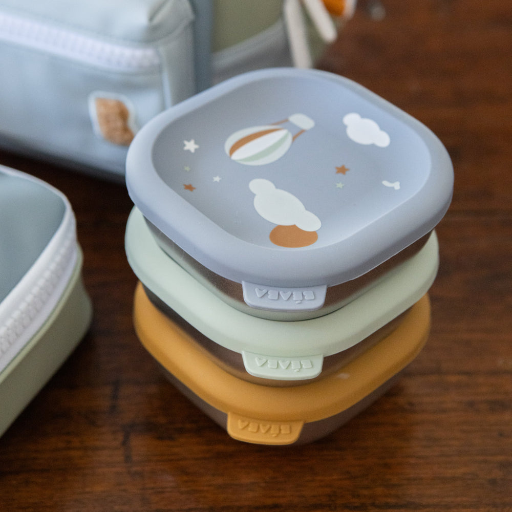 Microwave-Safe Stainless Steel Baby Bowl Set with Lids in Adventure