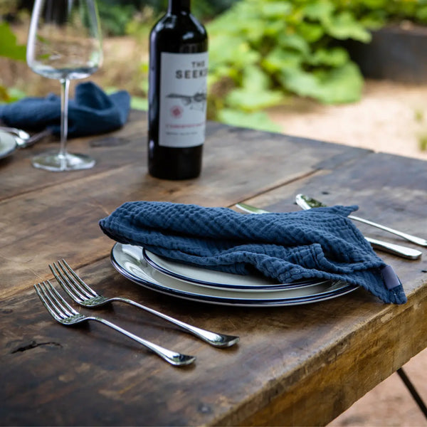 Appetizer Plates in Navy Rim (Set of 4)