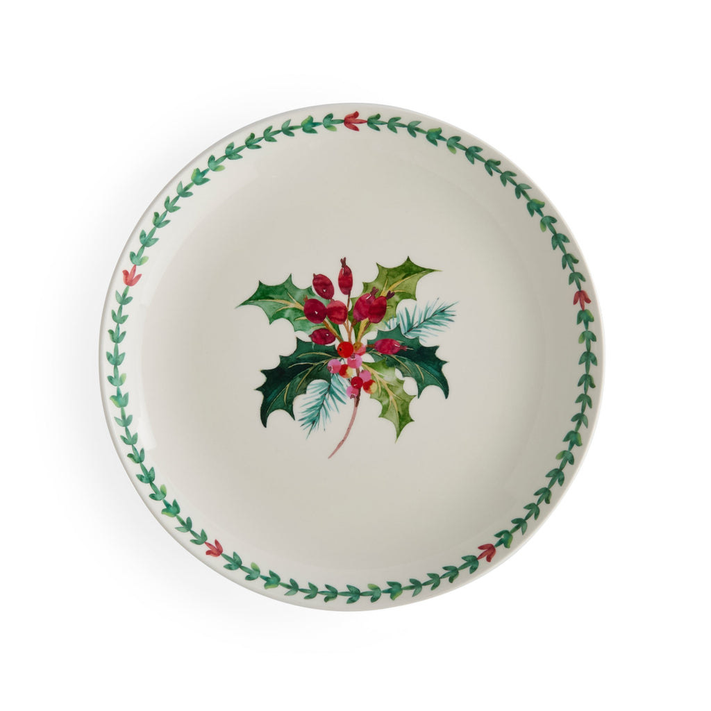 Botanic Garden Christmas Holly 10.75" Dinner Plates in Holly, Set of 4