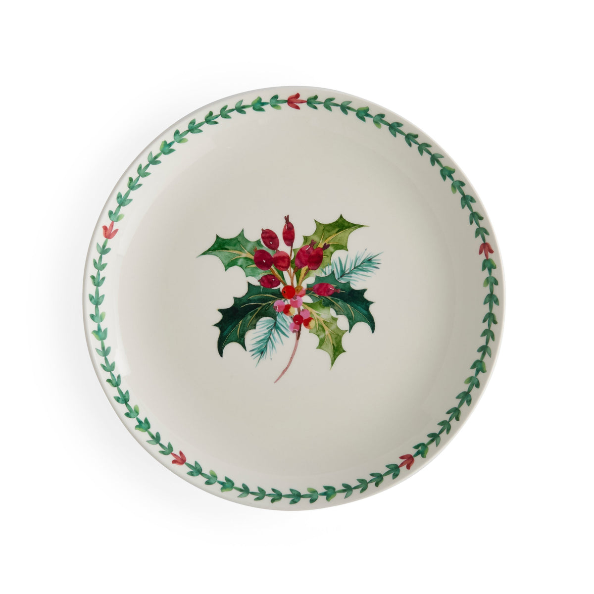 Botanic Garden Christmas Holly 10.75" Dinner Plates in Holly, Set of 4