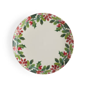 Botanic Garden Christmas Holly 10.75" Dinner Plates in Berry, Set of 4
