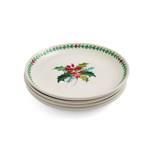 Botanic Garden Christmas Holly 8.8" Salad Plates in Holly, Set of 4