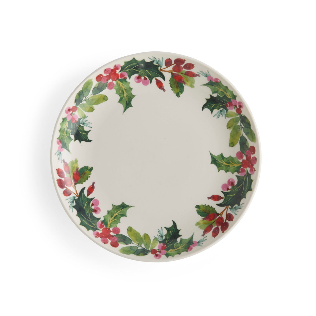 Botanic Garden Christmas Holly 8.8" Salad Plates in Berry, Set of 4