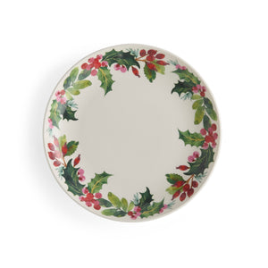 Botanic Garden Christmas Holly 8.8" Salad Plates in Berry, Set of 4