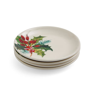 Botanic Garden Christmas Holly 6" Side Plates in Holly, Set of 4
