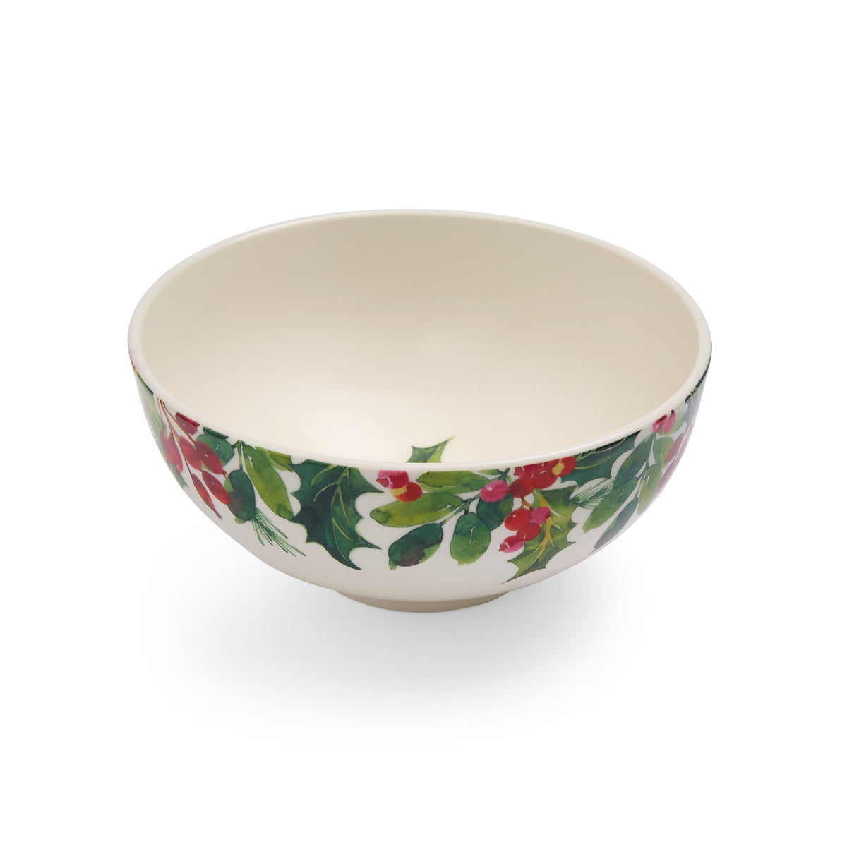 Botanic Garden Christmas Holly 6.4" Rimless Bowls in Holly, Set of 4