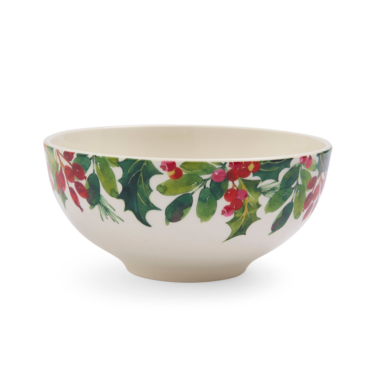 Botanic Garden Christmas Holly 6.4" Rimless Bowls in Holly, Set of 4