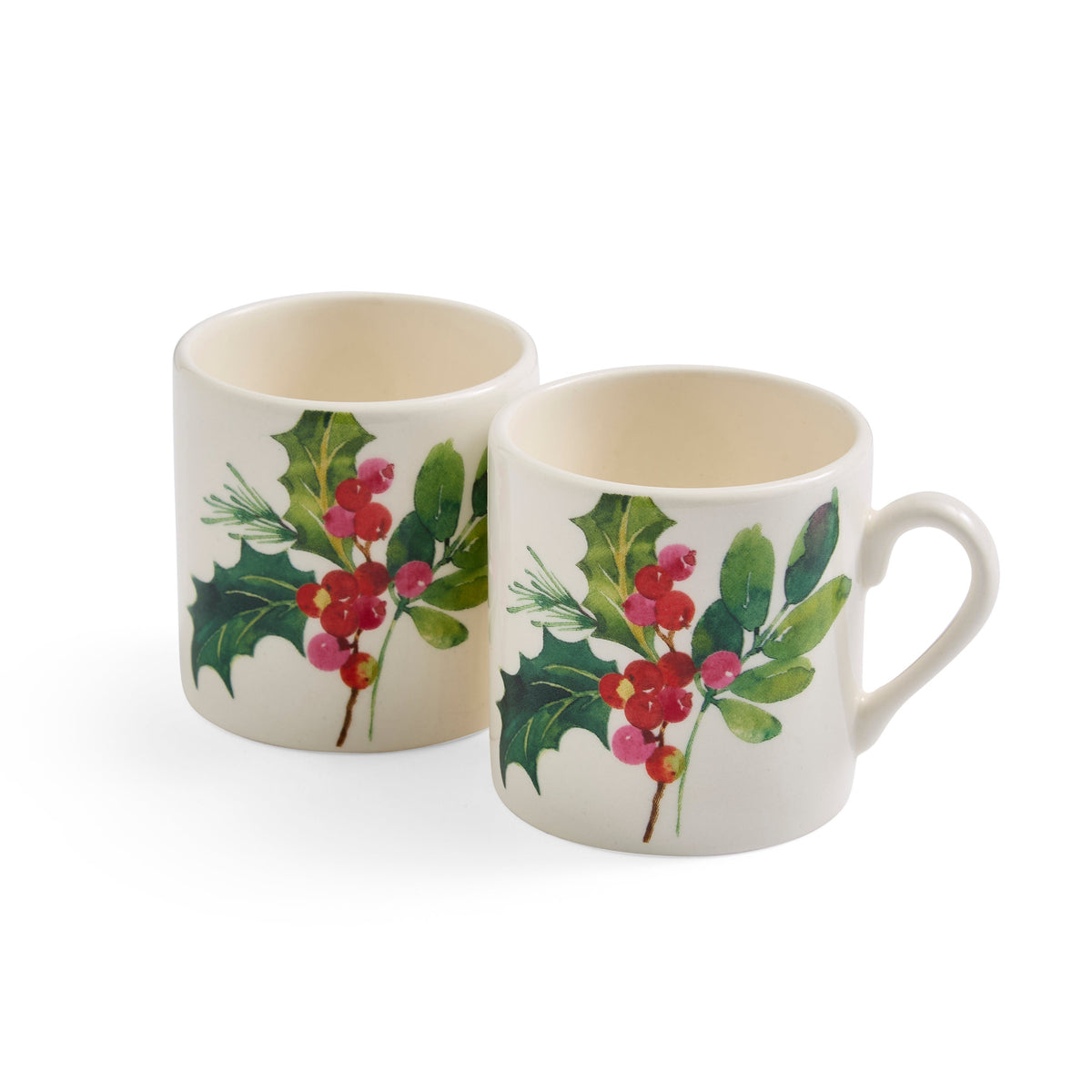 Botanic Garden Christmas Holly Espresso Cups, Set of 2