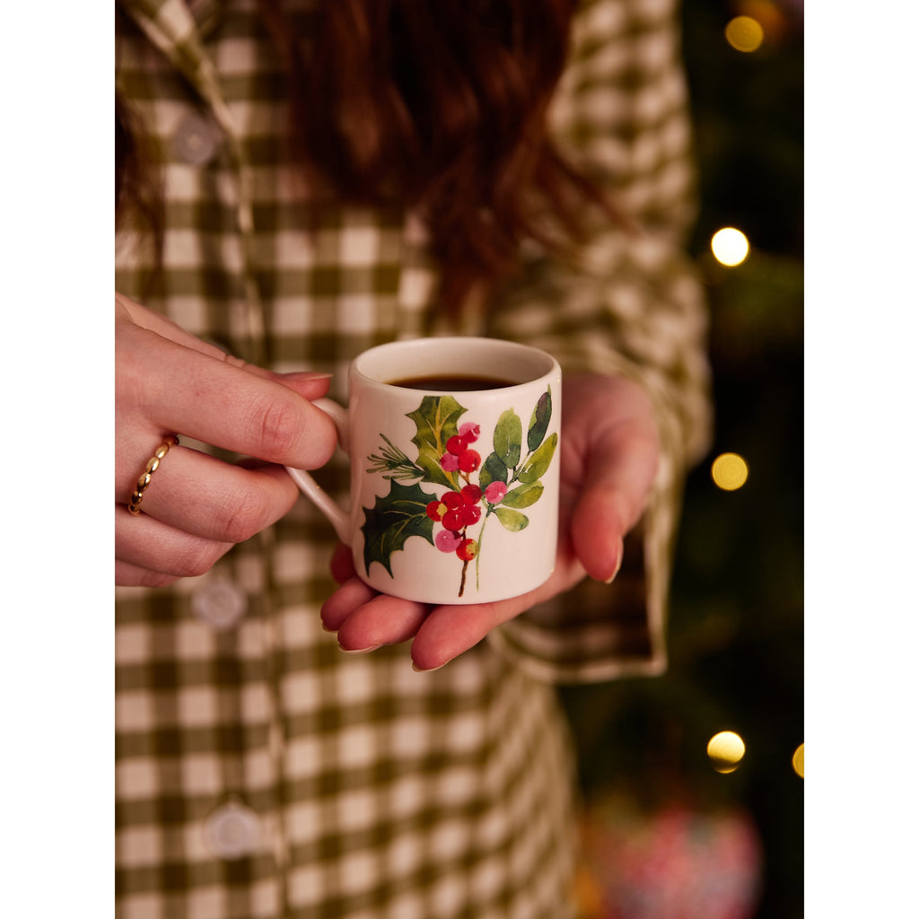 Botanic Garden Christmas Holly Espresso Cups, Set of 2