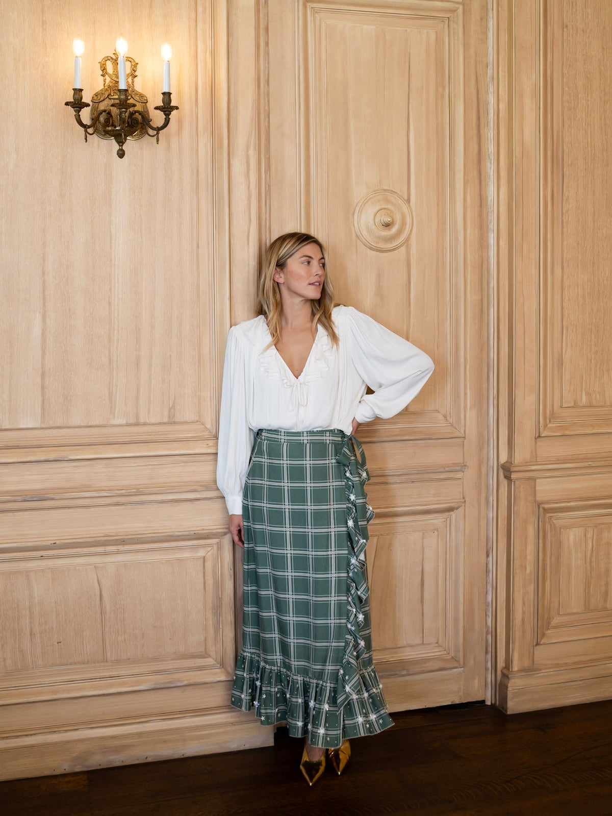 Wrap Skirt in Pin Stripe