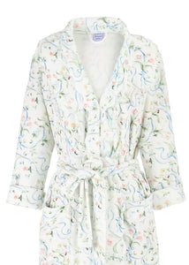 Women’s Long Scallop Lightweight Robe in Lily of the Valley Ribbon Bouquet