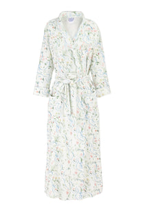 Women’s Long Scallop Lightweight Robe in Lily of the Valley Ribbon Bouquet