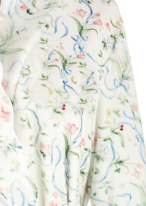 Women’s Long Scallop Lightweight Robe in Lily of the Valley Ribbon Bouquet
