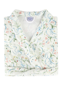 Women’s Long Scallop Lightweight Robe in Lily of the Valley Ribbon Bouquet