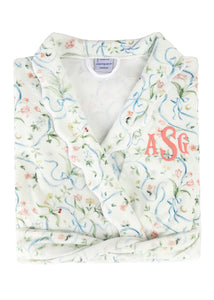 Women’s Long Scallop Lightweight Robe in Lily of the Valley Ribbon Bouquet