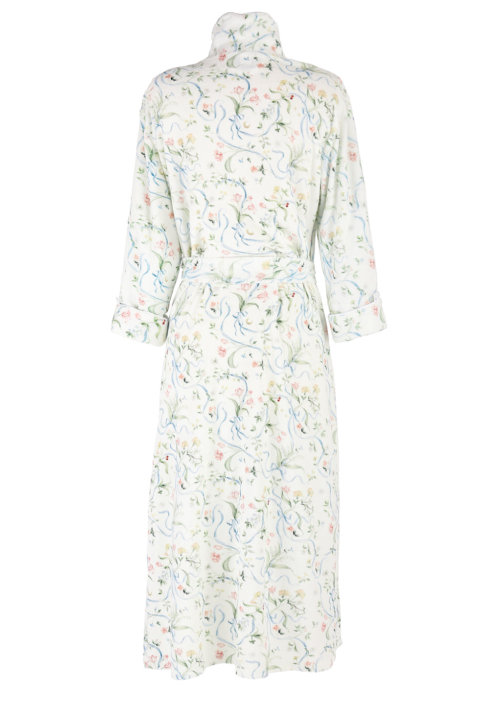 Women’s Long Scallop Lightweight Robe in Lily of the Valley Ribbon Bouquet