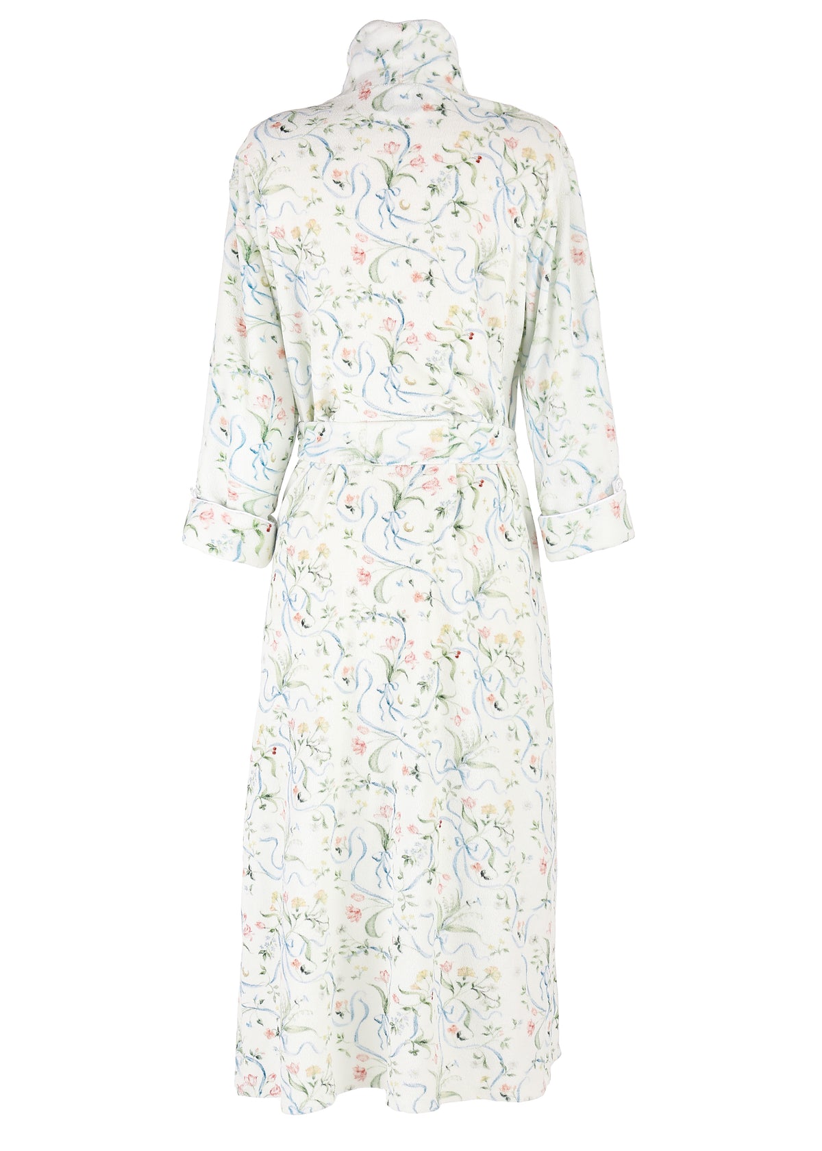 Women’s Long Scallop Lightweight Robe in Lily of the Valley Ribbon Bouquet