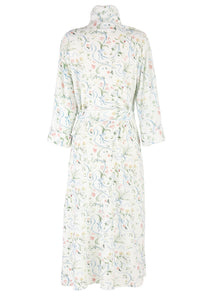 Women’s Long Scallop Lightweight Robe in Lily of the Valley Ribbon Bouquet