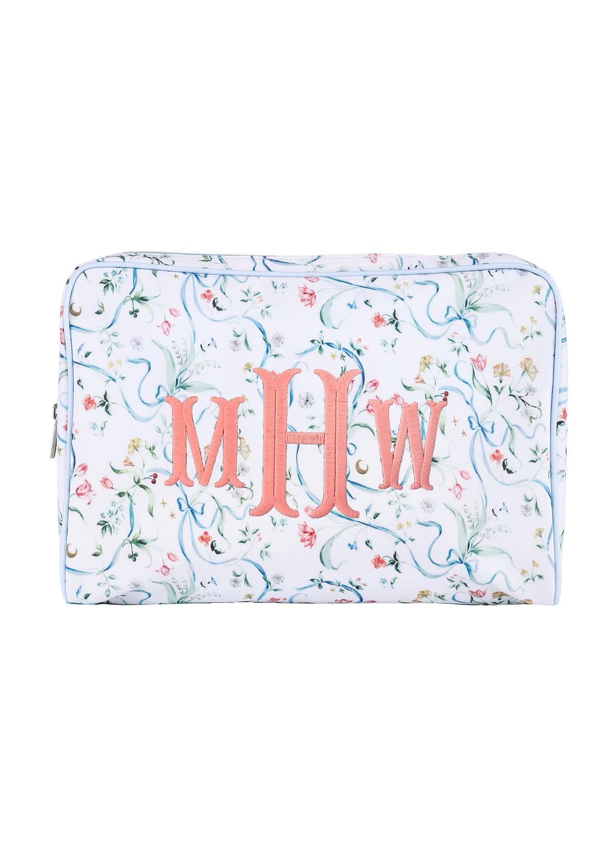 Large Toiletry Bag in Lily of the Valley Ribbon Bouquet
