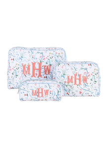 Large Toiletry Bag in Lily of the Valley Ribbon Bouquet