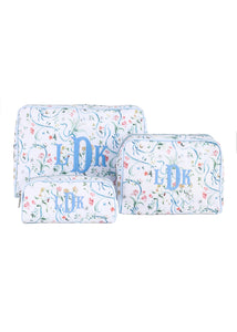 Large Toiletry Bag in Lily of the Valley Ribbon Bouquet