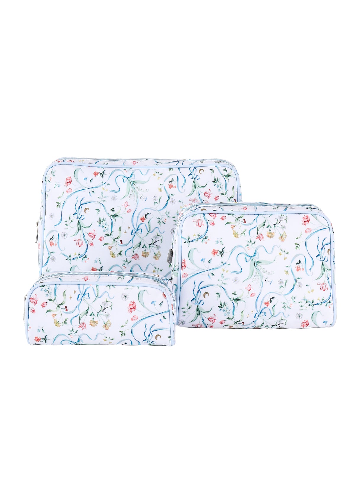 Large Toiletry Bag in Lily of the Valley Ribbon Bouquet