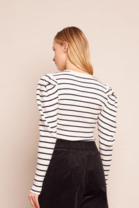 Jade Top in Ivory Black Stripe