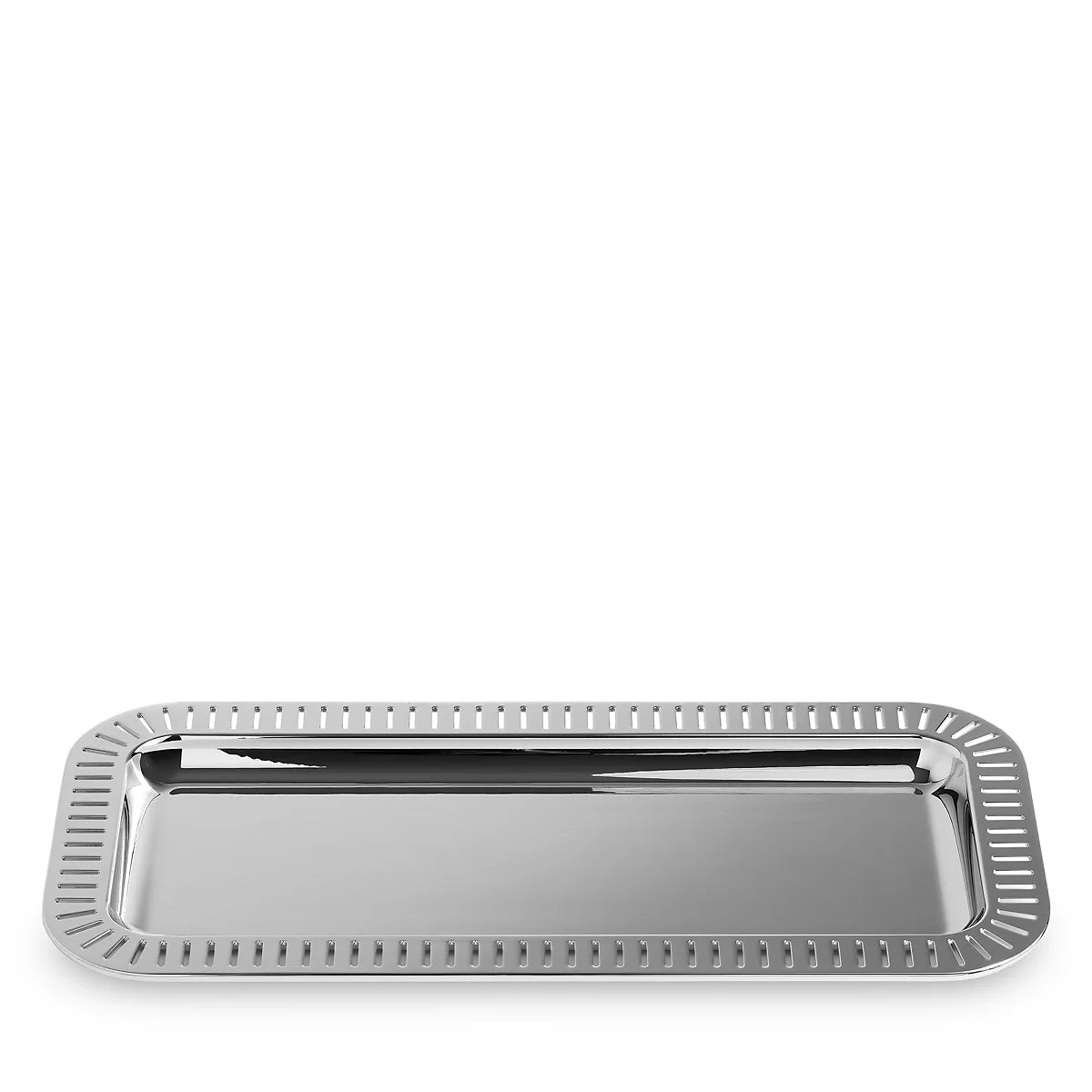 ANNA New York Striations Rectangle Serving Tray Small, Silver