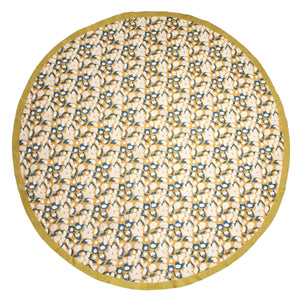 French Tablecloth Forest Harvest Mustard & Blue