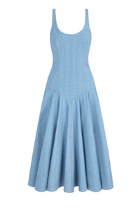 Harmoni Dress in Blue Melange Summer Wool
