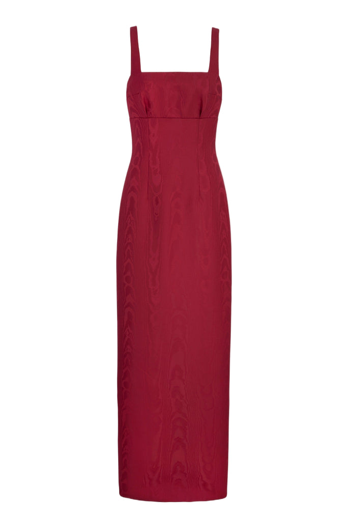 Micheline Dress In Red Moire Mikado