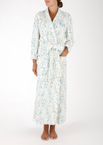 Women’s Long Scallop Lightweight Robe in Lily of the Valley Ribbon Bouquet