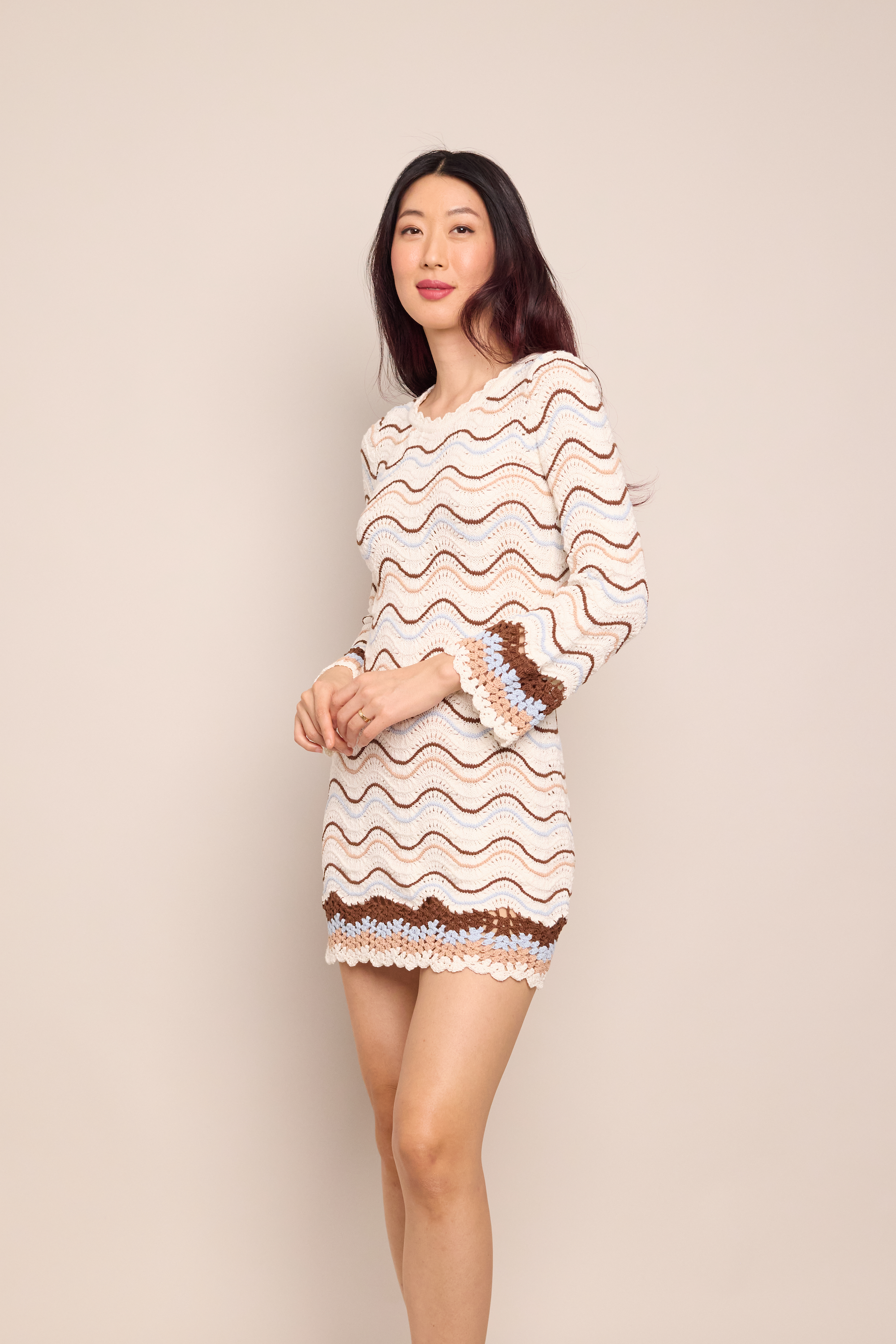 Landon Dress in Ivory Wave Crochet