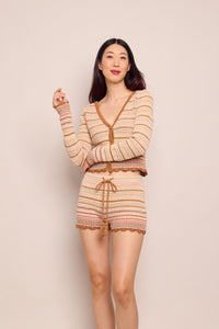 Moira Shorts in Clay Striped Lurex Crochet