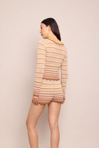 Moira Shorts in Clay Striped Lurex Crochet