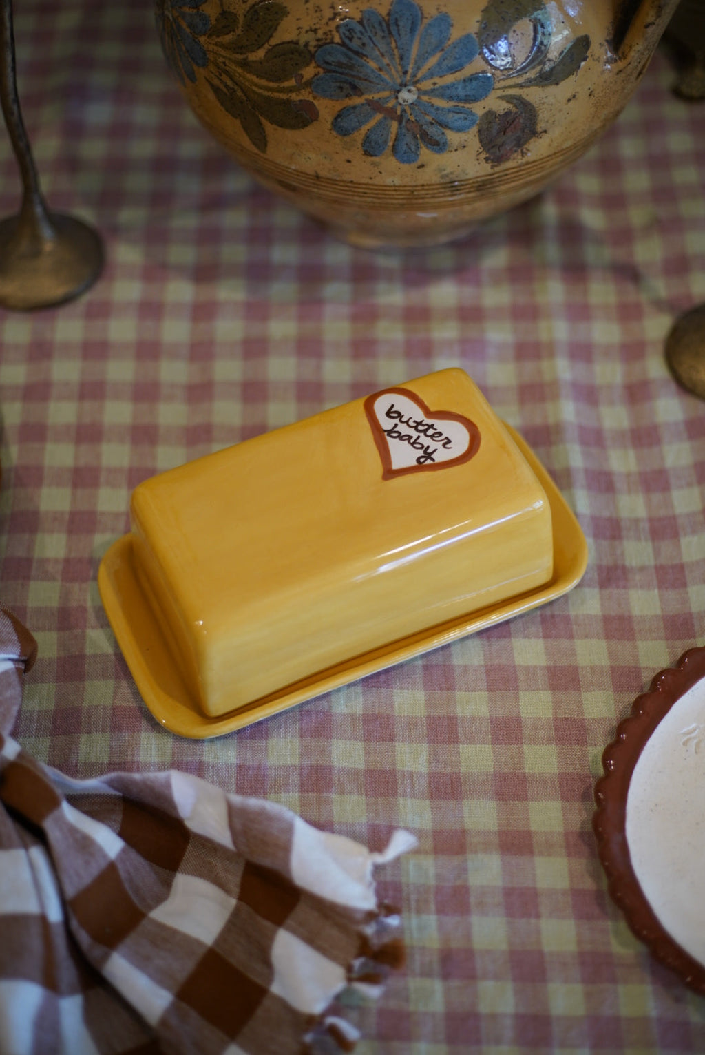 Hand-painted “Butter Baby” European Butter Dish