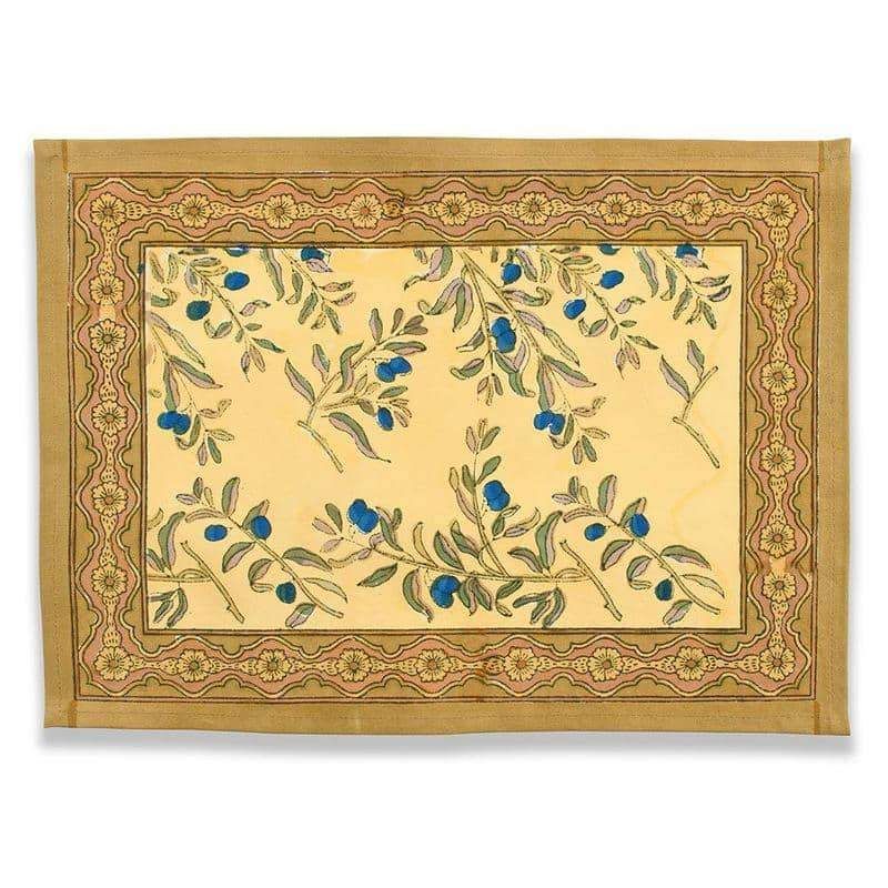 Olive Tree Mats in Khaki & Blue, Set of 6