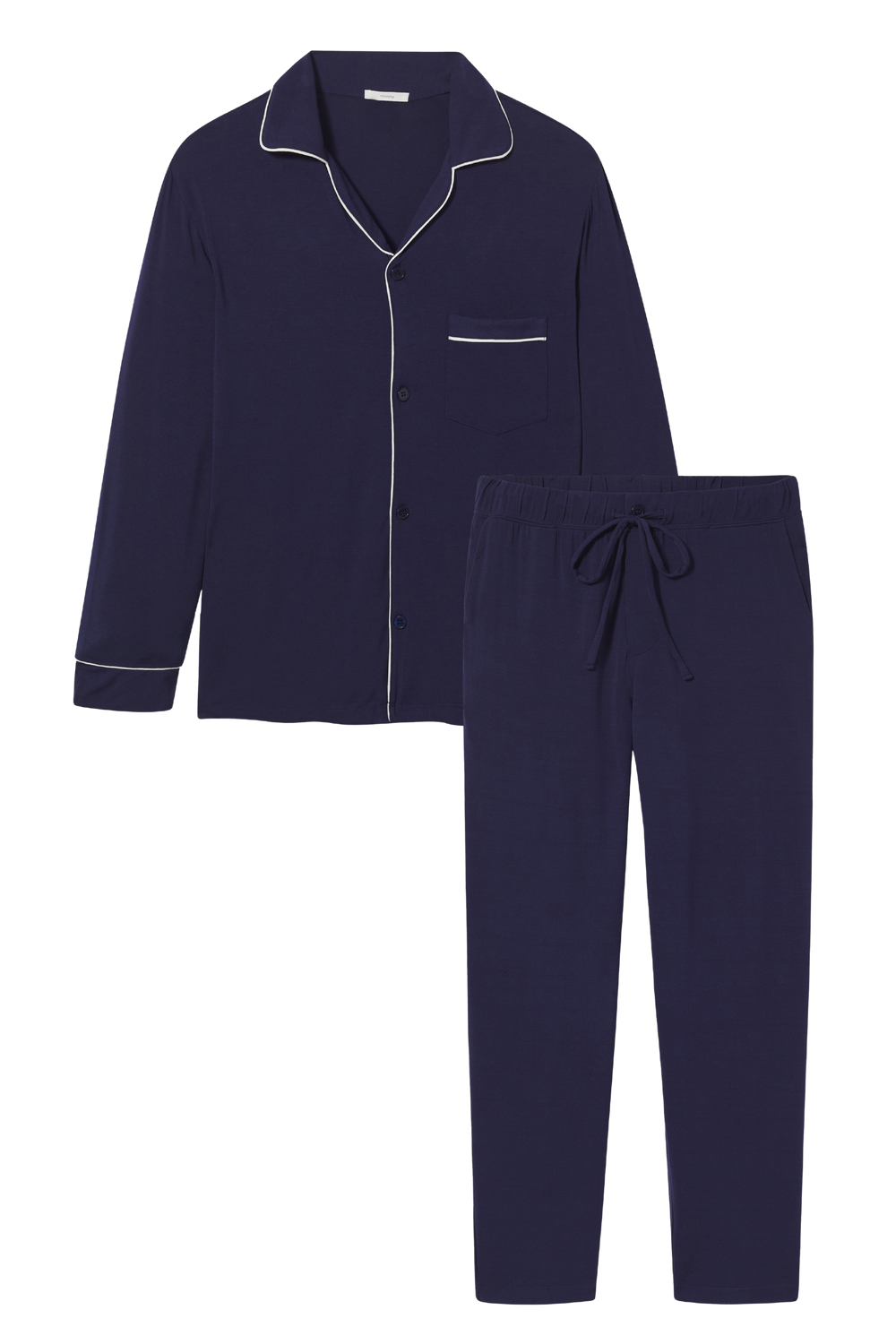 William TENCEL™ Modal Long PJ Set in True Navy/Ivory
