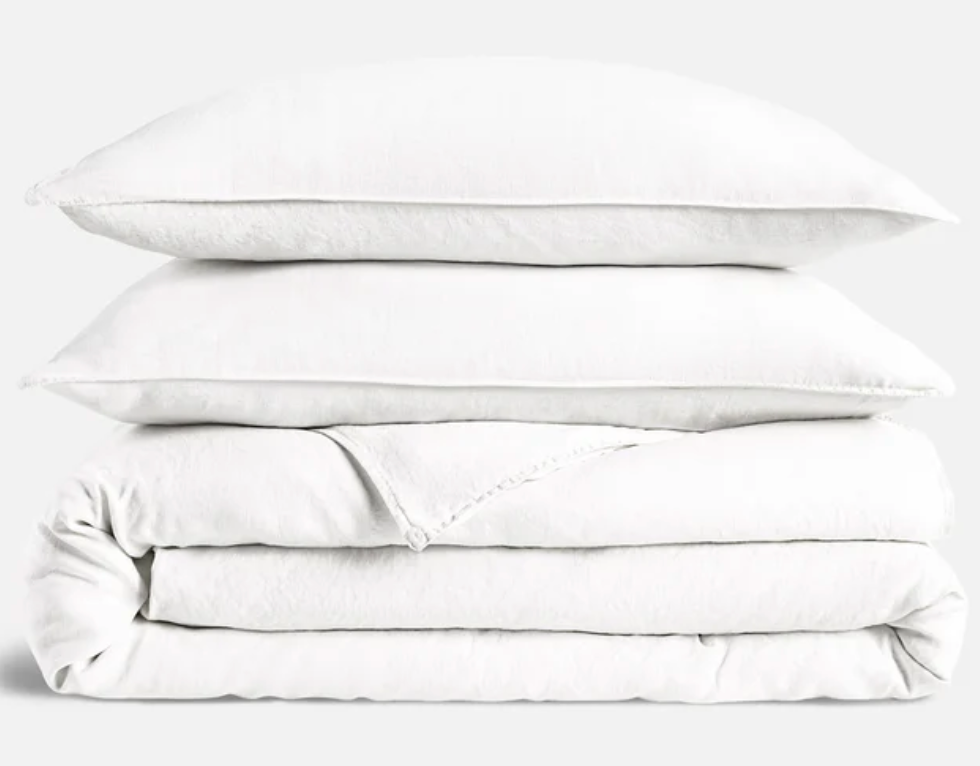 Washed European Linen Duvet Set - King | White