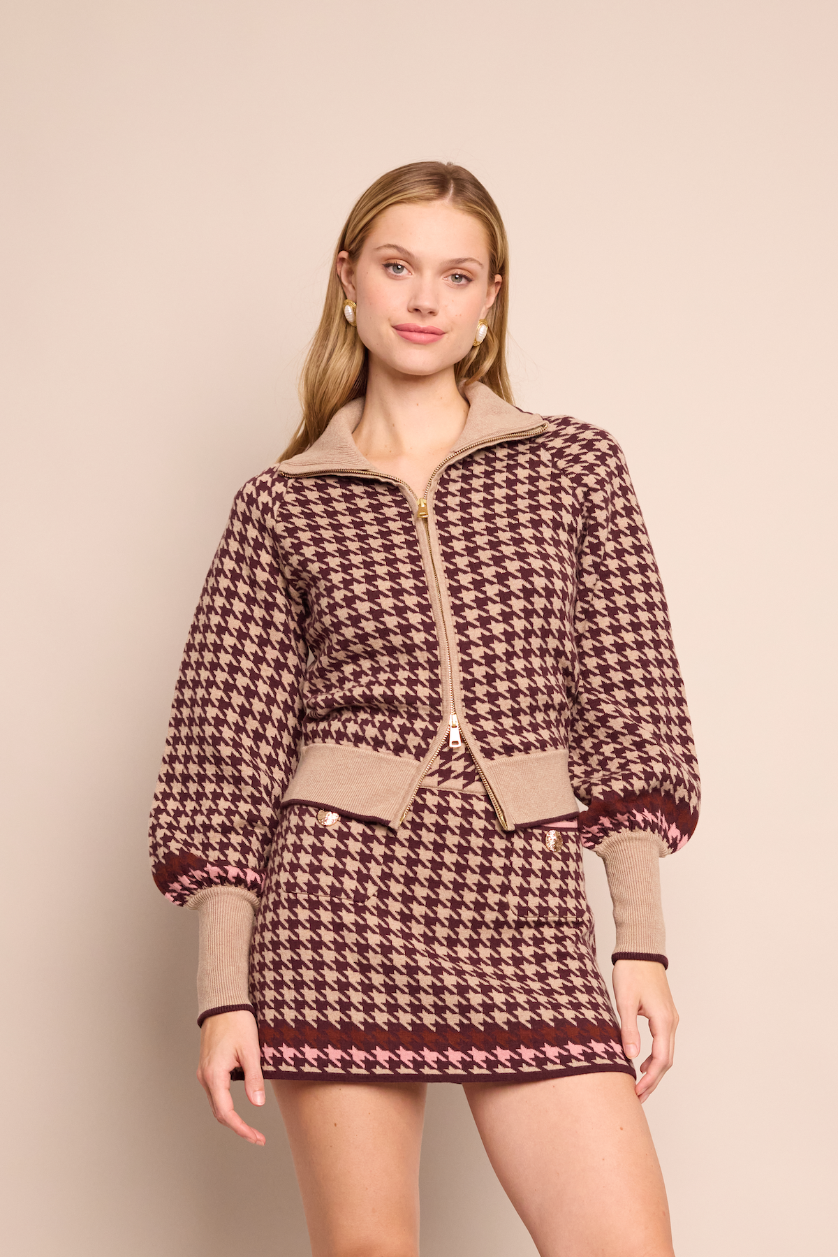Lyss Jacket in Houndstooth Multi Taupe