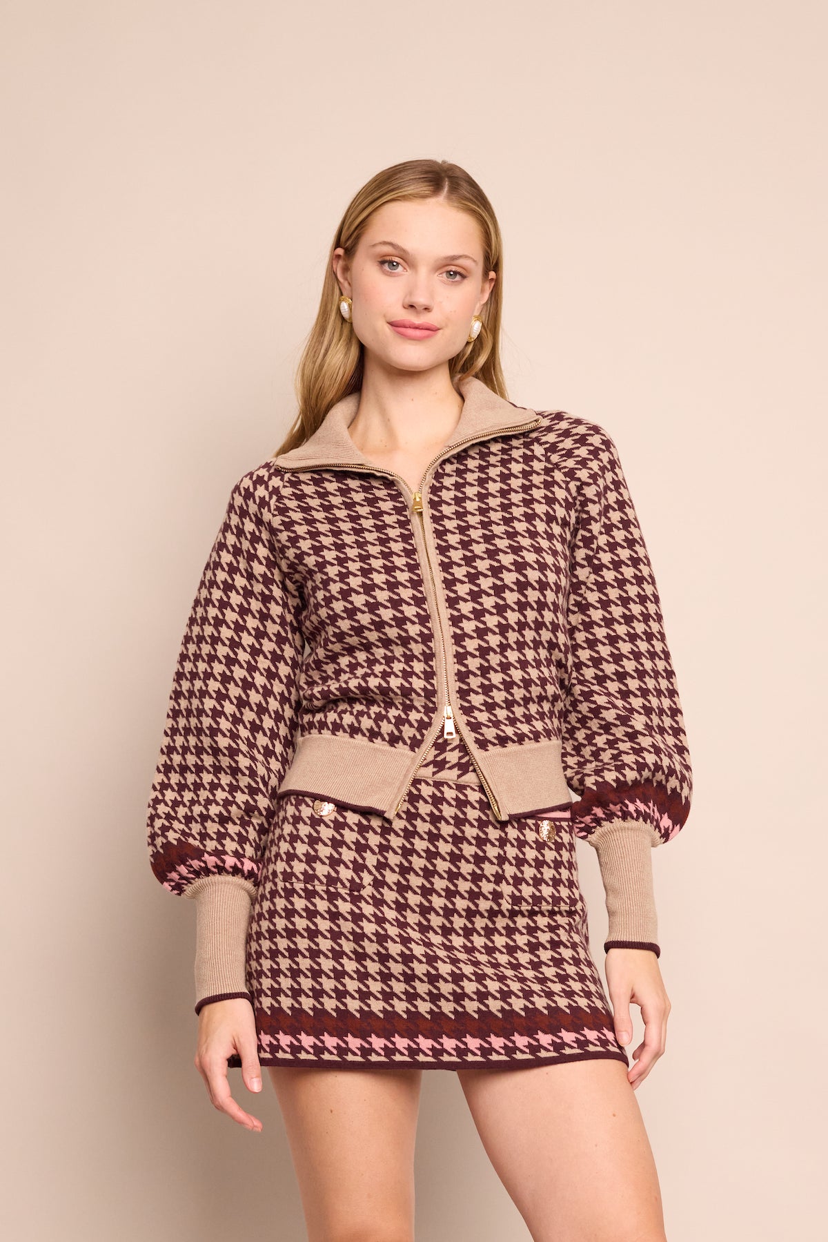 Lyss Jacket in Houndstooth Multi Taupe