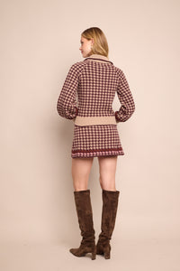 Lynne Mini Skirt in Houndstooth Multi Taupe